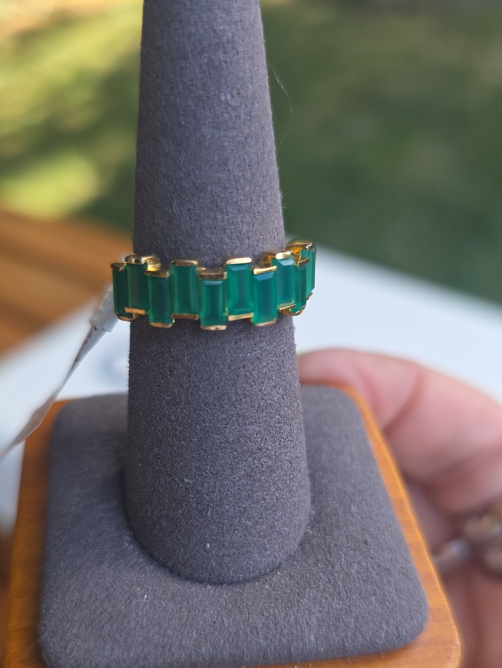 Green Onyx 14k Gold Plated Over 925 SS